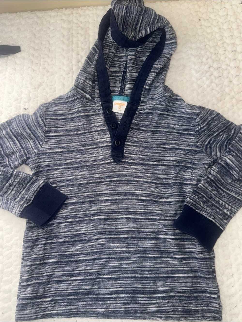 Gymboree Boys' Navy & Gray Hooded Henley Sweater Top